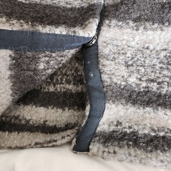 Sundance Chunky Sweater S fleece Gray Stripe Wool Alpaca Sweater Coat Snap - Picture 6 of 16